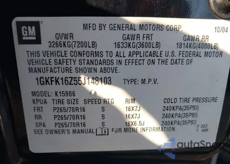 2005 GMC Yukon Xl 1500 Slt from USA, damaged, VIN 1GKFK16Z55J148103